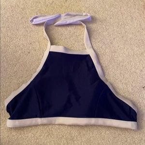 blue and white swimsuit top
